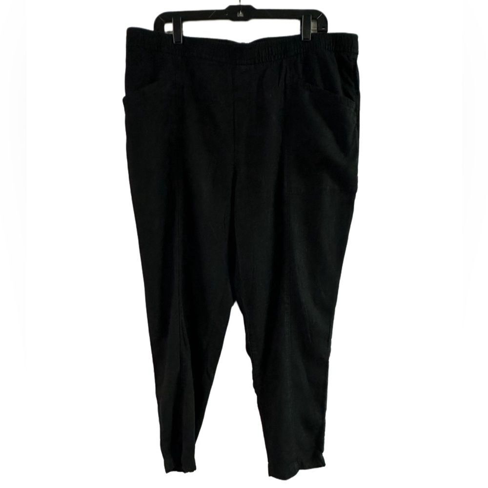 Old Navy Linen Blend Black Pull On Pants with Drawstring Waist Size XL